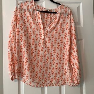 Joie Size Medium Silk Top in Cream/Orange